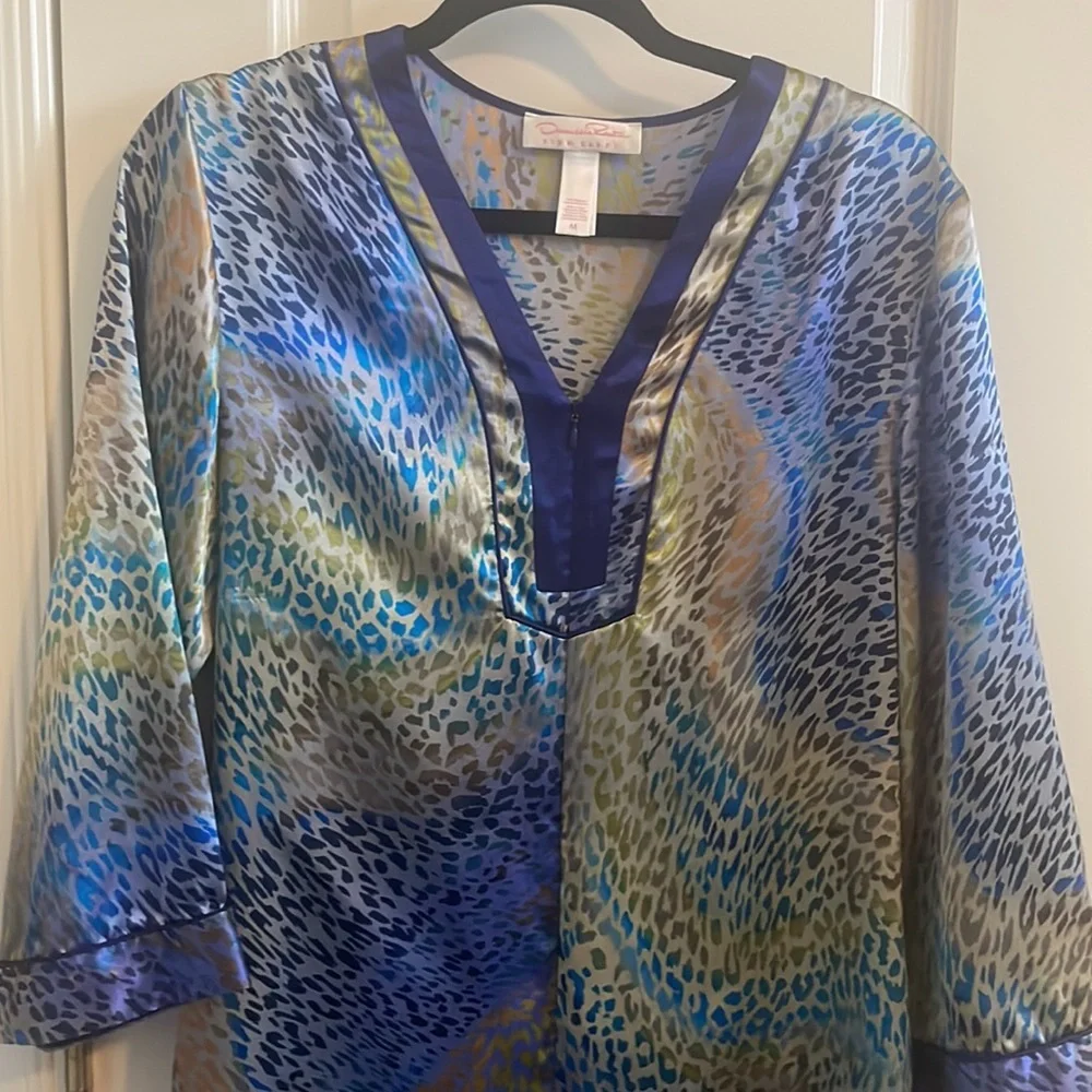 OSCAR de la Renta  satin maxi 3/4 sleeve night gown
